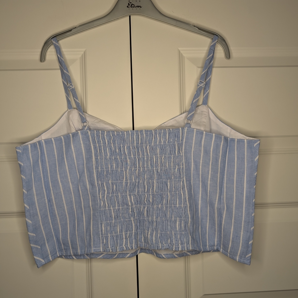Blue and White Striped Women's Top - Picture 2 of 10